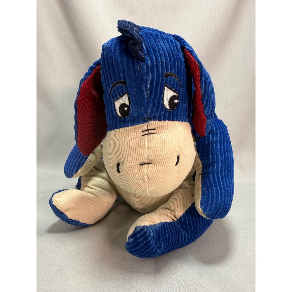 Disney Store Eeyore Corduroy Plush Winnie the Pooh Seated Hook & Loop Tail 10"